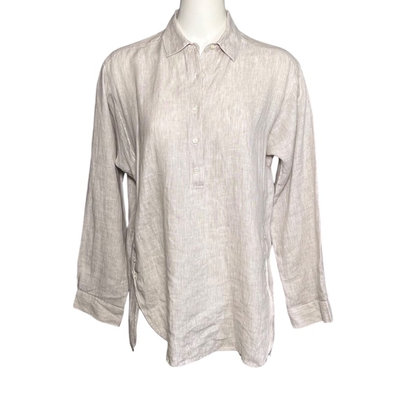 J McLaughlin Fallon Tunic Top Small Linen Popover Relaxed Breathable Minimalist - Picture 3 of 9